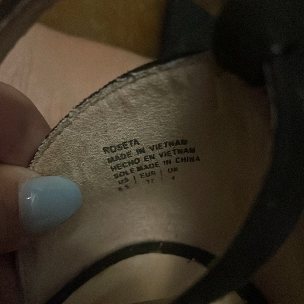 Kelly & Katie Black Chunky Heel Suede Sandals with ankle straps. - Picture 6 of 6